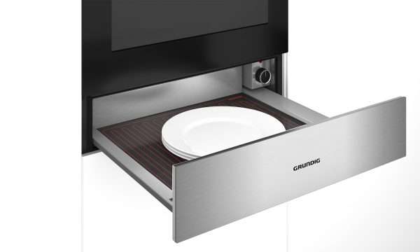 Grundig GWS2152X - Cassetto scaldavivande con temperatura regolabile, acciaio inox, range di temperatura circa 30°C – 80°C