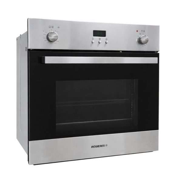 Rosières RGGGFC2D-ALG – Forno da incasso a gas ventilato, 60 litri, 5 funzioni, Inox con grill a gas, doppio bruciatore per grill separato a gas